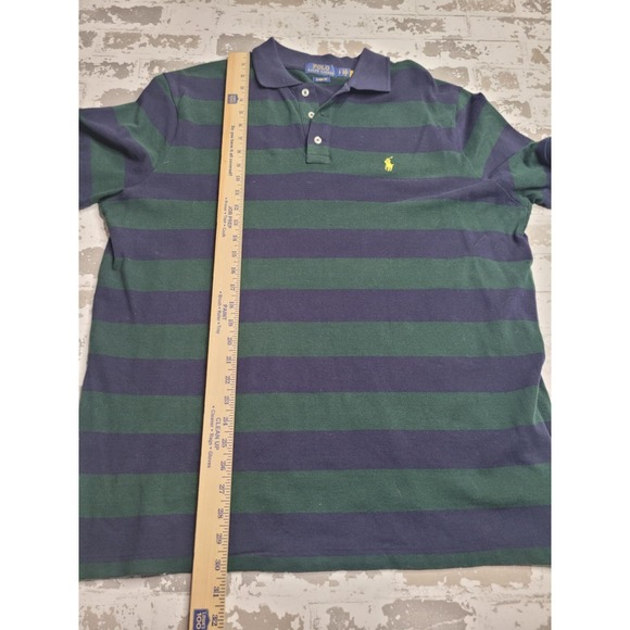 Polo Ralph Lauren Green/Blue Striped Polo Classic Fit‎ Men's Large - Picture 4 of 6